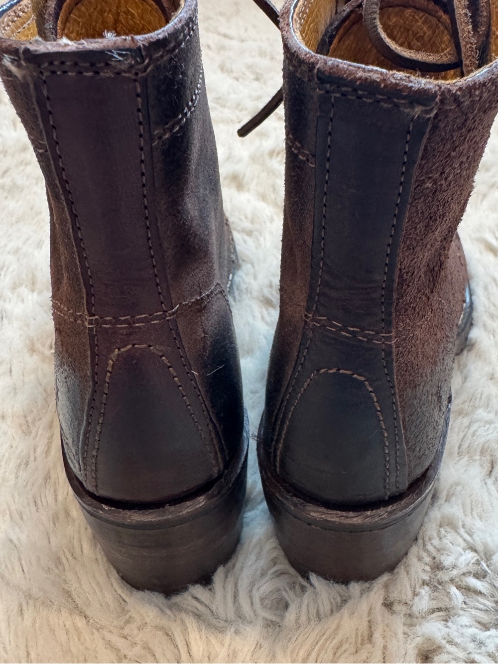 Frye Sabrina Lace-Up Boots in Brown Oiled Suede, Size 6, Like New - Picture 4 of 6